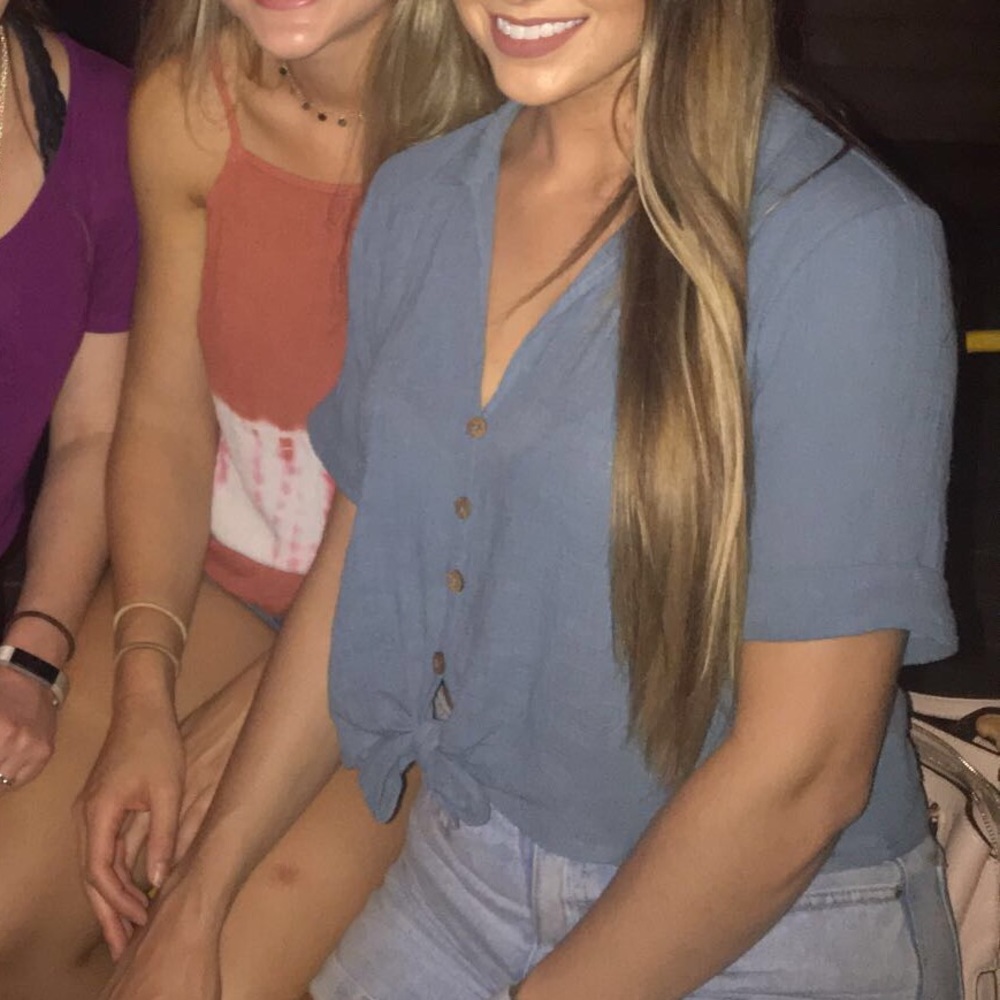 Linen Button Down Crop Top